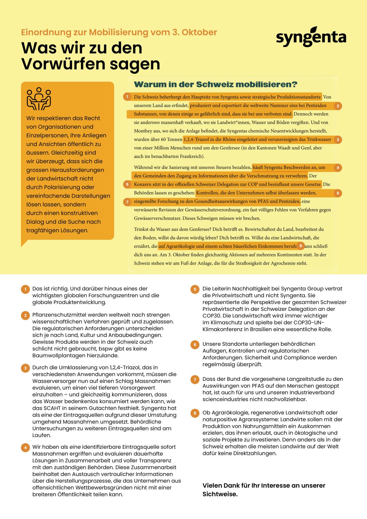 Infografik „Was wir zu den Vorwürfen sagen“